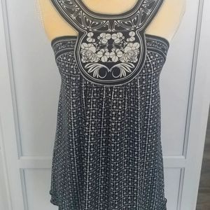 Sophie Max Halter Top Size Small Black Floral Shirt Dressy Racerback